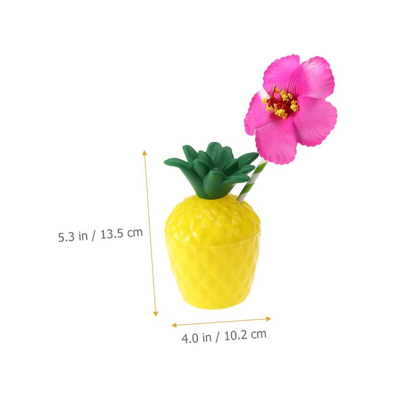 Hemoton 6pcs Hawaiian Pineapple Cups with Straws for Tropical Luau Summer Events Random Colors - Image 3