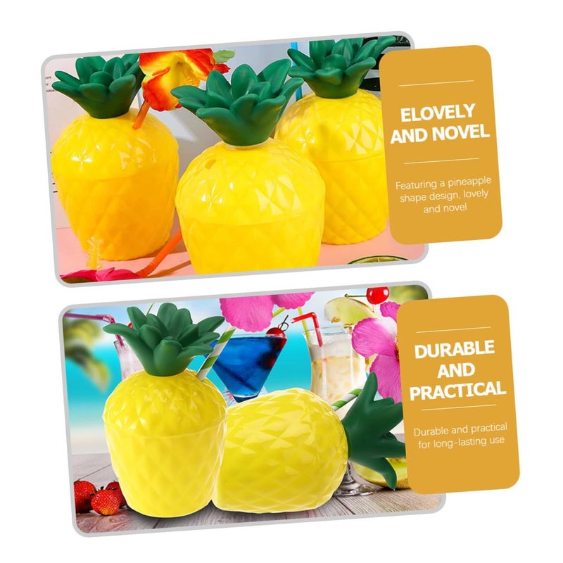 Hemoton 6pcs Hawaiian Pineapple Cups with Straws for Tropical Luau Summer Events Random Colors - Image 4