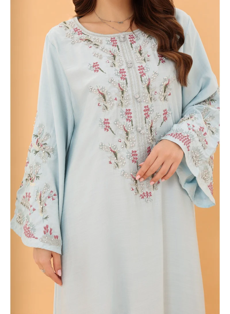 IKKXA  Blossom Jalabiya IK1098 Blue for Women | Best Price UAE