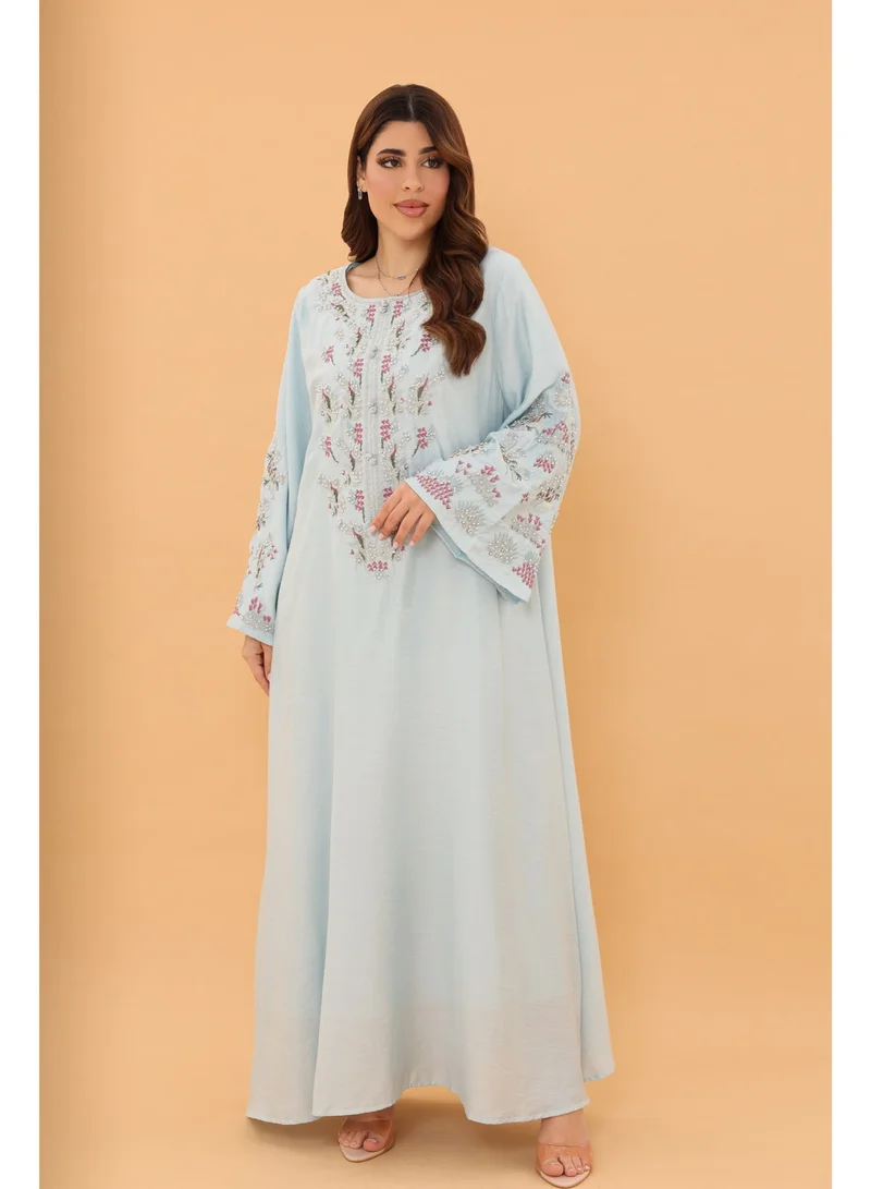 IKKXA  Blossom Jalabiya IK1098 Blue for Women | Best Price UAE