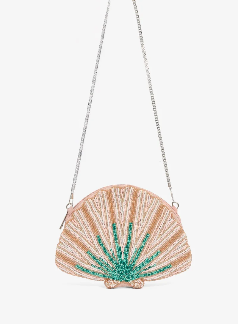 Namshi X Embroidered Beaded Seashell Clutch