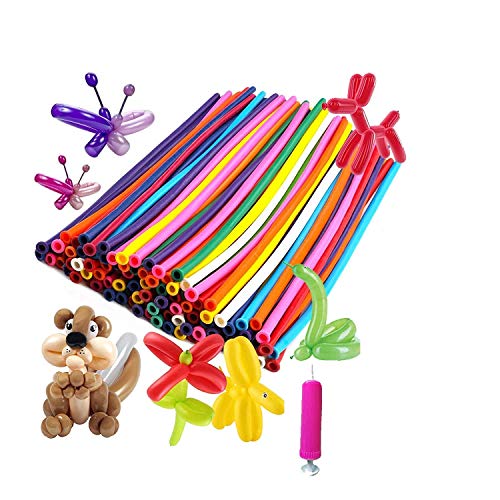 Crazy Sutra Playzo by Crazy Sutra Animals Kit Twisting Balloons (multicolor): 100pcs Latex Long Modelling Balloons and 1 Balloon Pump for creating different shapes and figures through twisting techniques. - Image 1