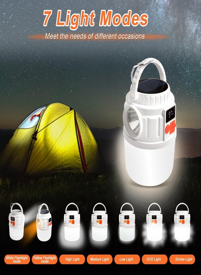 MWBJ Rechargeable Portable Solar Camping Lantern, 7 Mode Waterproof Emergency Lights with Solar Panel & Hook, Ultra Bright Flashlight Tent Light for Outdoor, Tent, Emergency, Car Camping - Image 2