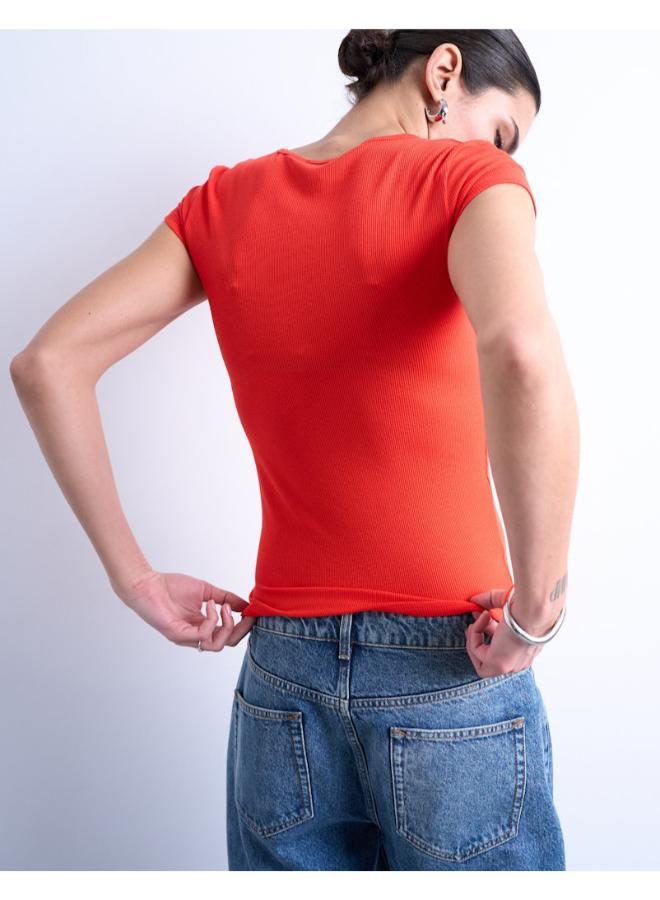 توب شوب تي شيرت كاجوال بأكمام قصيرة مضلع - Image 2