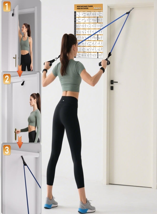 Readaeer Resistance Bands Set with Handles, 150 Lb Strength Training Kit, 12 Elastic Yoga Bands Gym Bands with Workout Poster, Door Anchor and Ankle Straps, - Image 4