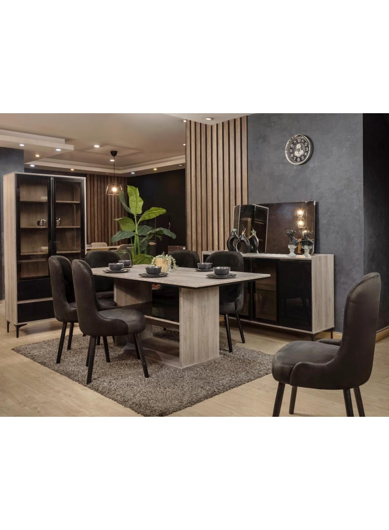 طقم سفرة مودرن خشبي – ترابيزة مع 6 كراسي - Image 1