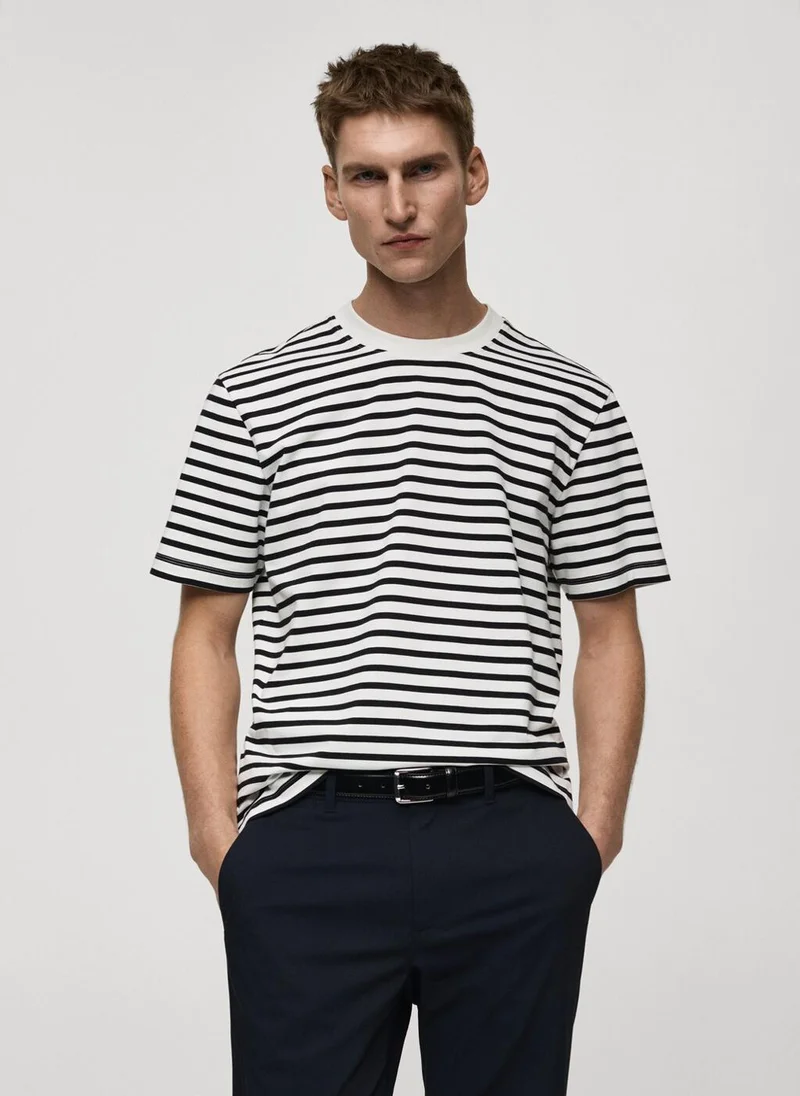 Mango Man 100% cotton striped t-shirt