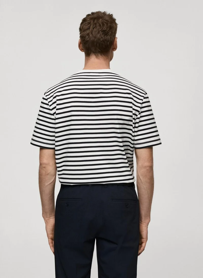 Mango Man 100% cotton striped t-shirt