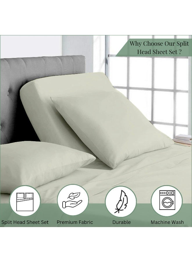 Top Split King Sheets Sets for Adjustable beds, Half Split King Sheet Sets for Adjustable beds deep Pocket, 39" Split Top King Sheets 400 Thread Count 100% Cotton, Flex Top Sheets, Ivory Solid  - Image 4