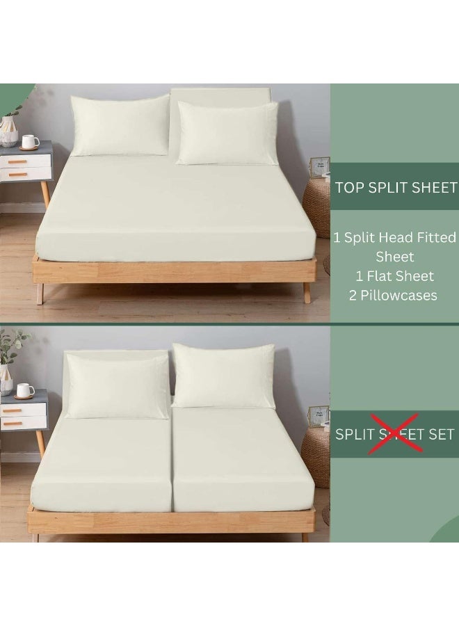 Top Split King Sheets Sets for Adjustable beds, Half Split King Sheet Sets for Adjustable beds deep Pocket, 39" Split Top King Sheets 400 Thread Count 100% Cotton, Flex Top Sheets, Ivory Solid  - Image 5