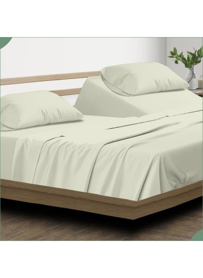 Top Split King Sheets Sets for Adjustable beds, Half Split King Sheet Sets for Adjustable beds deep Pocket, 39" Split Top King Sheets 400 Thread Count 100% Cotton, Flex Top Sheets, Ivory Solid  - Image 1