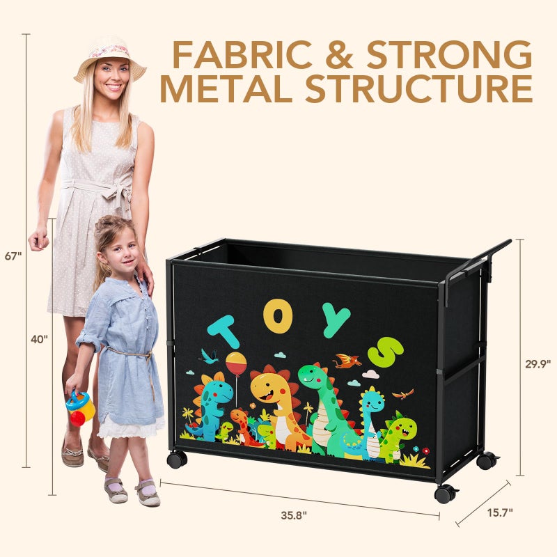 BBLIKE Toy Box for Kids - 200L Extra Large Toy Chest Storage with Wheels for Boys and Girls, Toy Organizer Bin for Stuffed Animals, Toy Basket for Bedroom, Nursery, Living Room, Playroom, Black - Image 2