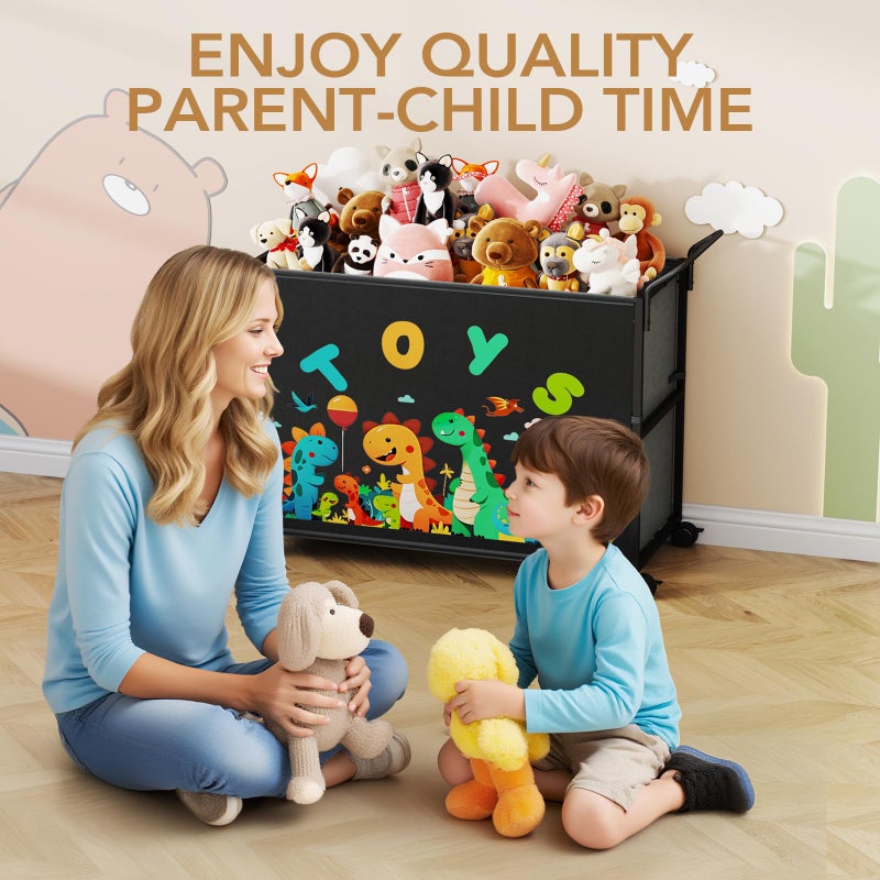 BBLIKE Toy Box for Kids - 200L Extra Large Toy Chest Storage with Wheels for Boys and Girls, Toy Organizer Bin for Stuffed Animals, Toy Basket for Bedroom, Nursery, Living Room, Playroom, Black - Image 4