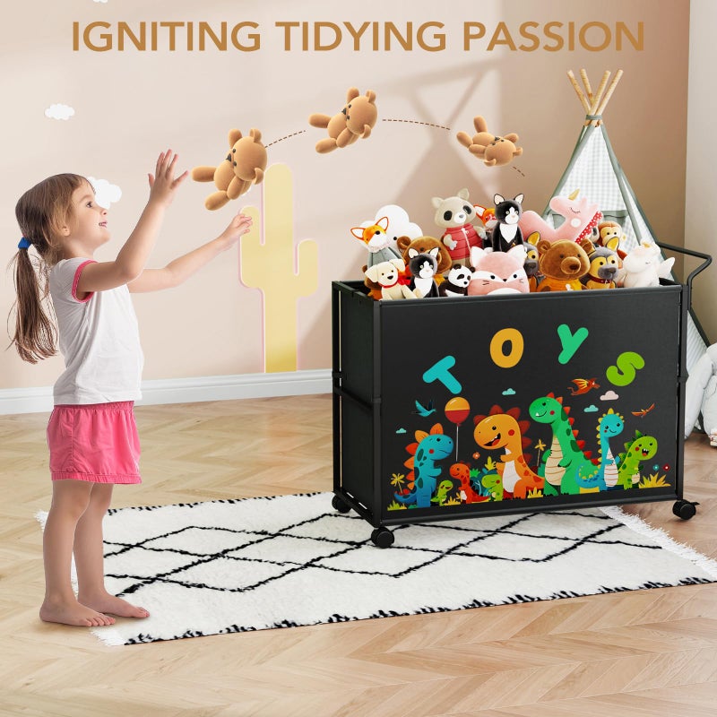 BBLIKE Toy Box for Kids - 200L Extra Large Toy Chest Storage with Wheels for Boys and Girls, Toy Organizer Bin for Stuffed Animals, Toy Basket for Bedroom, Nursery, Living Room, Playroom, Black - Image 5