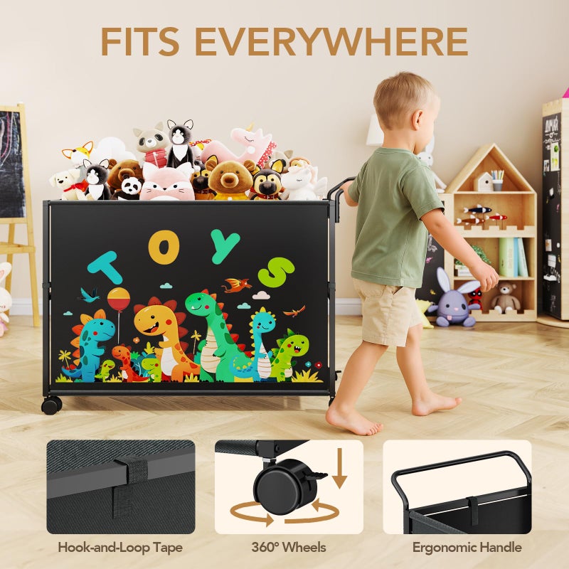 BBLIKE Toy Box for Kids - 200L Extra Large Toy Chest Storage with Wheels for Boys and Girls, Toy Organizer Bin for Stuffed Animals, Toy Basket for Bedroom, Nursery, Living Room, Playroom, Black - Image 3