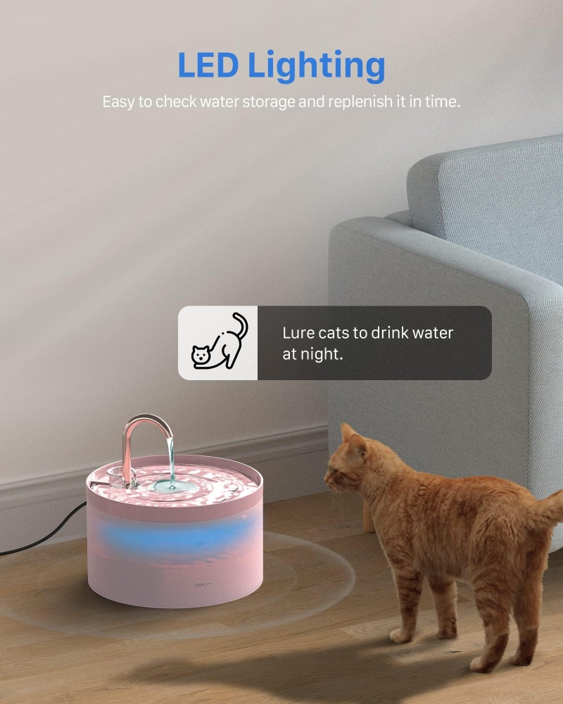 GIOTOHUN Cat Water Fountain Pink for Drinking: 67oz/2L Cat Fountain - GIOTOHUN Cute Pet Water Fountain for Cats Inside - Quiet Pet Fountain - Faucet Cat Drinking Fountain - Suitable for Kitty & Kitten - Image 3