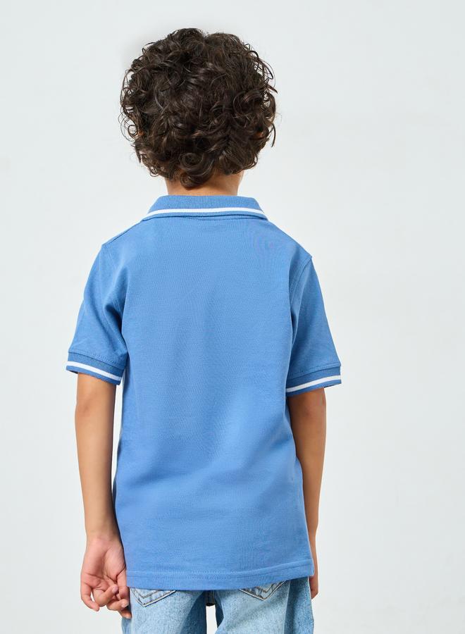 Styli Boys Blue Brooklyn Print Polo T-Shirt - Image 4