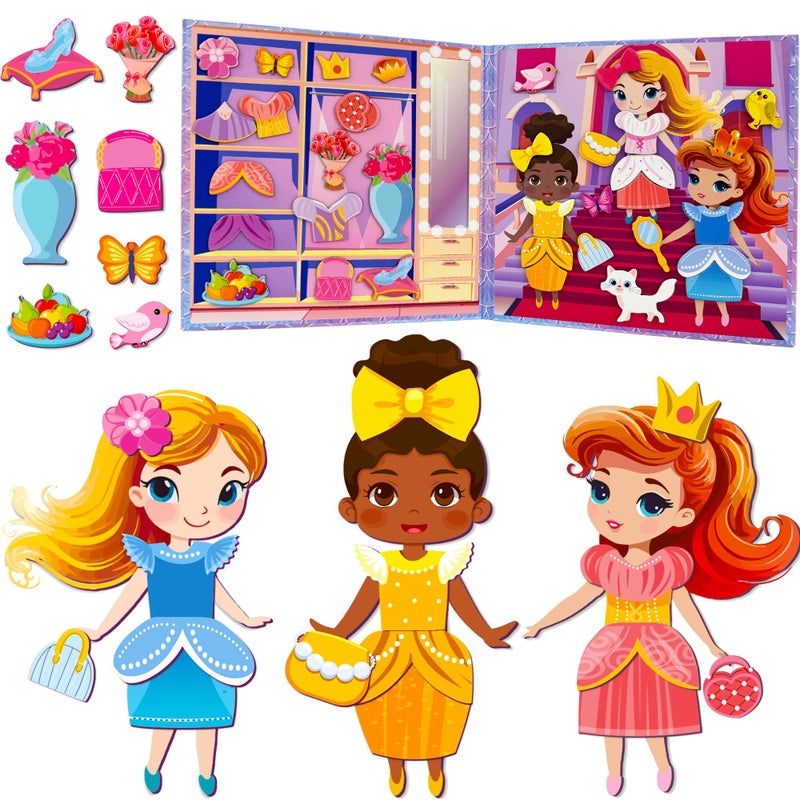 QUOKKA Magnetic Dress-Up Dolls for Girls Boys with 35 Magnetic Pieces - Creative Magnetic Play Set for Home or Travel - Perfect Magnetic Paper Dolls for Ages 3 and Up, Boost Storytelling with Princess - Image 1