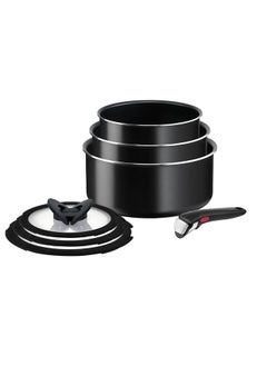 Tefal Cooking Set Ingenio Easy On 7-Piece Stackable Cookware Set With A Removable Handle Non-Stick Coating Heat Indicator Diffusion Base Healthy Cooking Safe Cookware Made In France