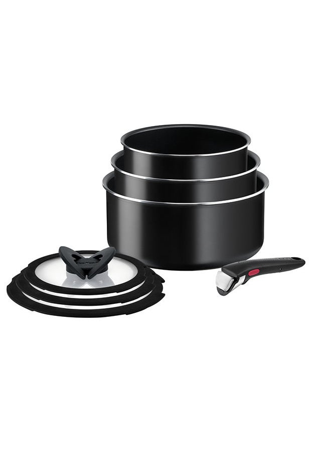 Tefal - Tefal Cooking Set Ingenio Easy On 7-Piece Stackable Cookware Set With A Removable Handle Non-Stick Coating Heat Indicator Diffusion Base Healthy Cooking Safe Cookware Made In France - Image 1