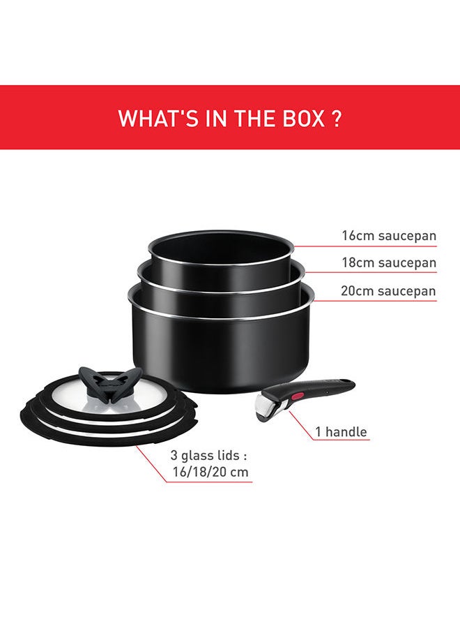 Tefal - Tefal Cooking Set Ingenio Easy On 7-Piece Stackable Cookware Set With A Removable Handle Non-Stick Coating Heat Indicator Diffusion Base Healthy Cooking Safe Cookware Made In France - Image 1