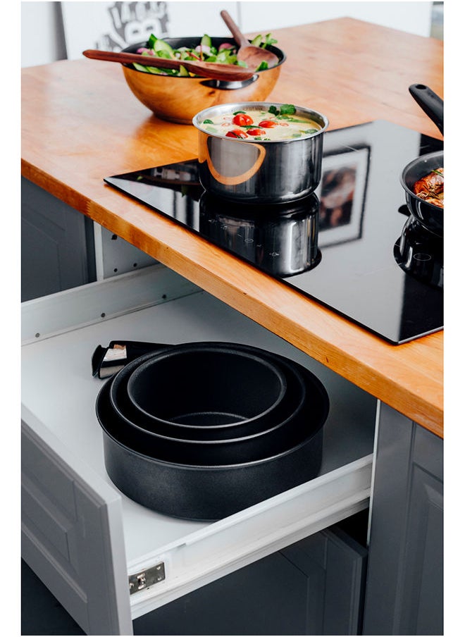 Tefal - Tefal Cooking Set Ingenio Easy On 7-Piece Stackable Cookware Set With A Removable Handle Non-Stick Coating Heat Indicator Diffusion Base Healthy Cooking Safe Cookware Made In France - Image 1