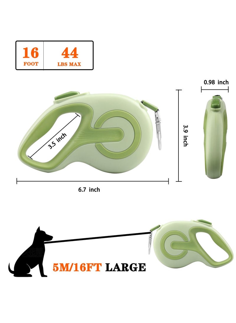 SYOSI Retractable Dog Leash, 360° Tang-free Inlet, Ergonomic Handle, Quick-Lock System, Ideal for Up to 44lbs Capacity Small to Large Dogs, One-Handed Brake for Running Walking, Green - Image 2