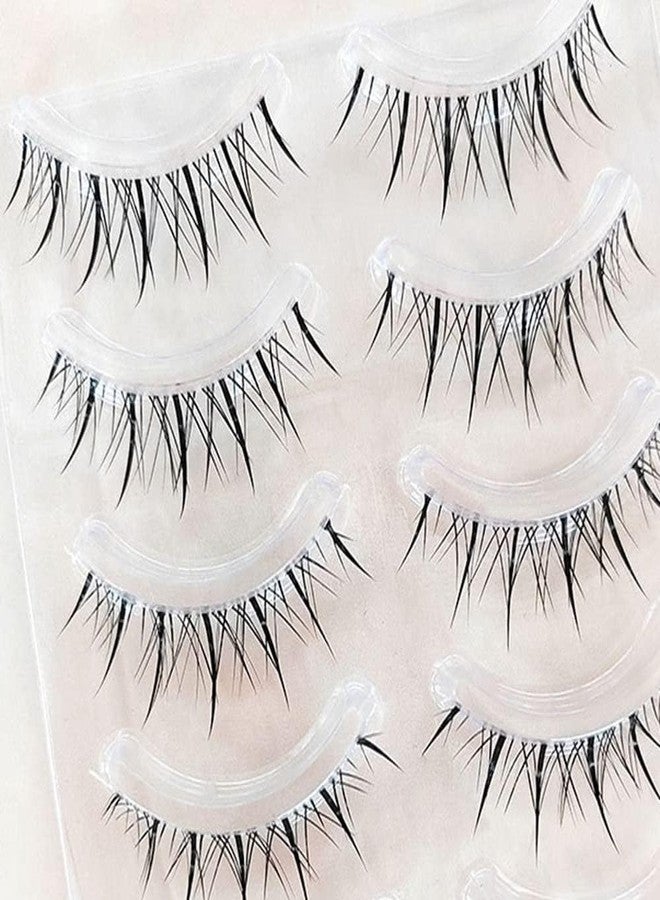 mikiwi Anime False Eyelashes 4-Pack, Spiky Manga Lashes with Clear Band, Natural Look Japanese Style Lashes, Reusable Cosplay Strip Eyelashes by MIKIWI (A02) - Image 4