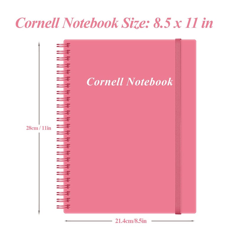 Yaridar A4 Cornell Notes Notebook - College Spiral Cornell Notebooks for Note Taking, Subject Ruled Steno Pads for Office/School/College/Home, 8.5" x 11", Pink - Image 4