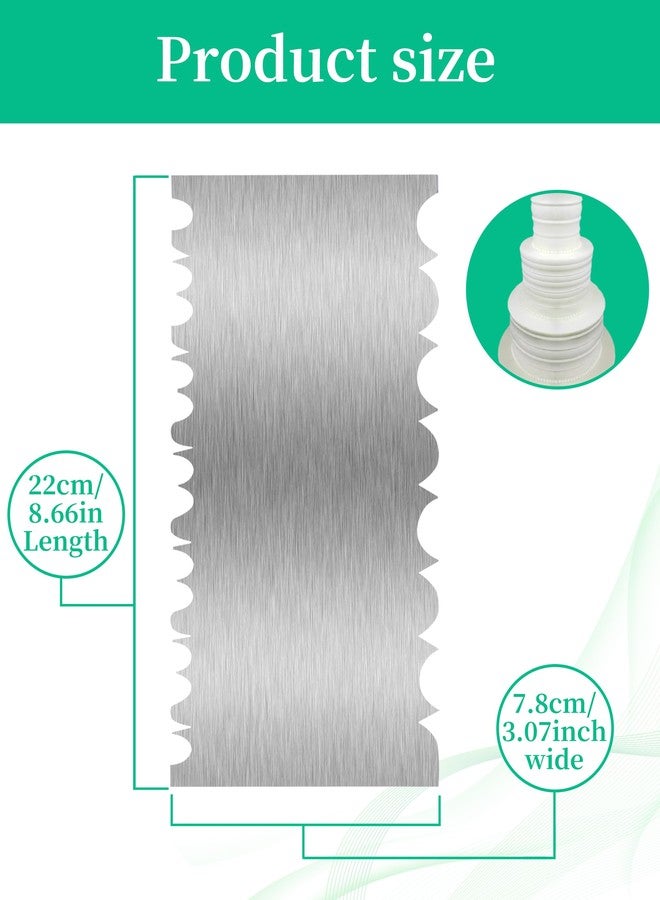 QUJUFIND Cake Scraper Smoother Cake Decorating Supplies Kit 8.6 Inch Metal Bench Scraper for Baking Buttercream Smoother Stainless Steel Frosting Cake Comb Edge Side Jagged Comb for Cream Cake - Image 4