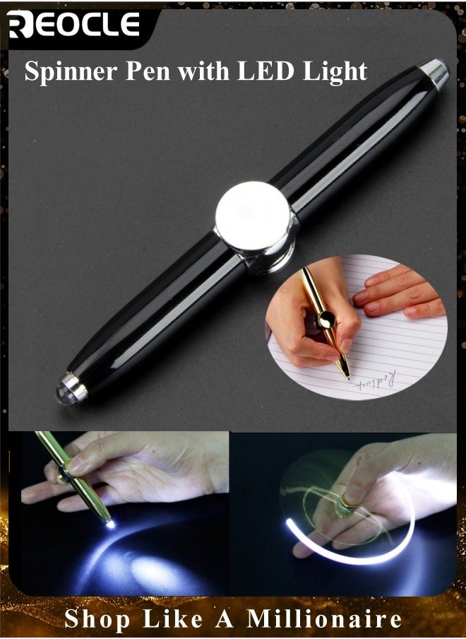 REOCLE Fidget Pen Spinner Pen with LED Light Multi Functional Help Stress Reducer Help Thinking Ballpoint Pen Rotating Anti Stress Anxiety Gift Pen  - Image 1