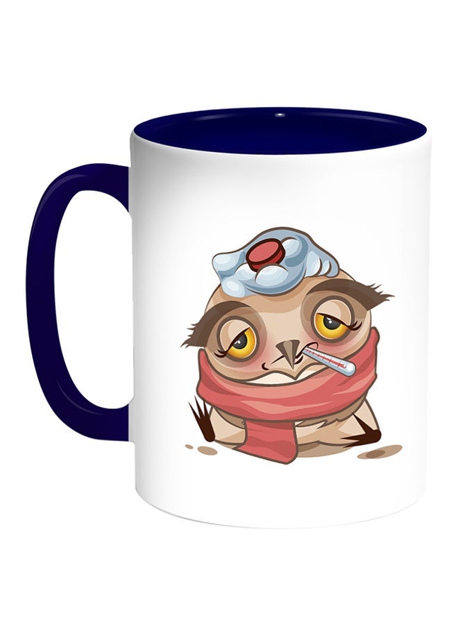 Owl Printed Coffee Mug White/Blue 11ounce