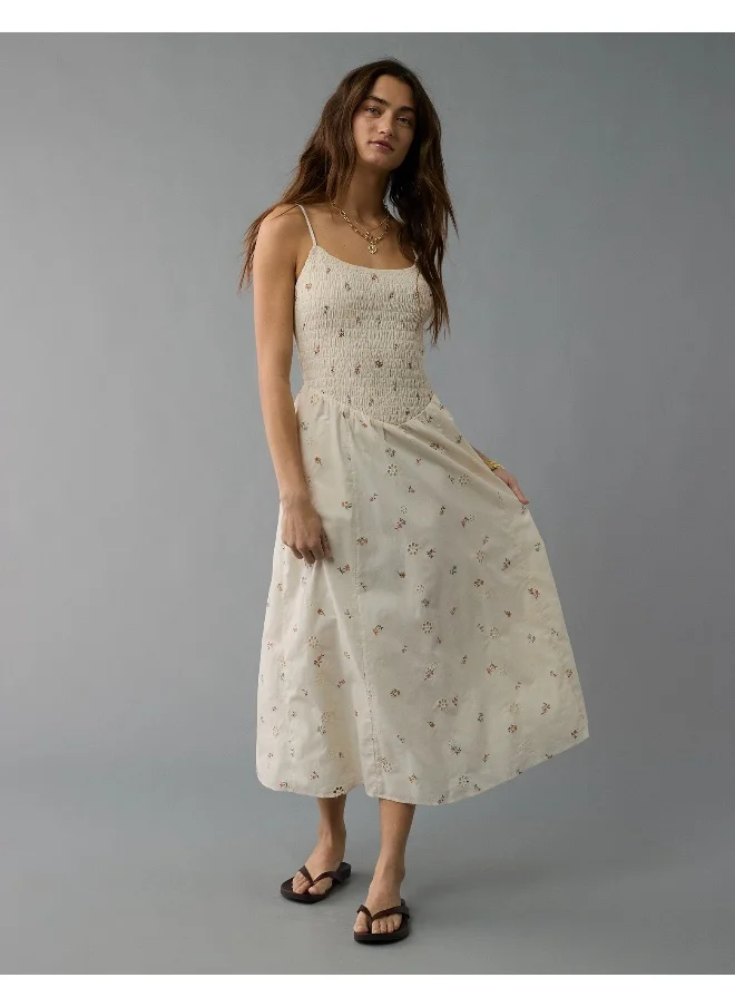 امريكان ايجل AE Bella Smocked Drop Waist Midi Dress