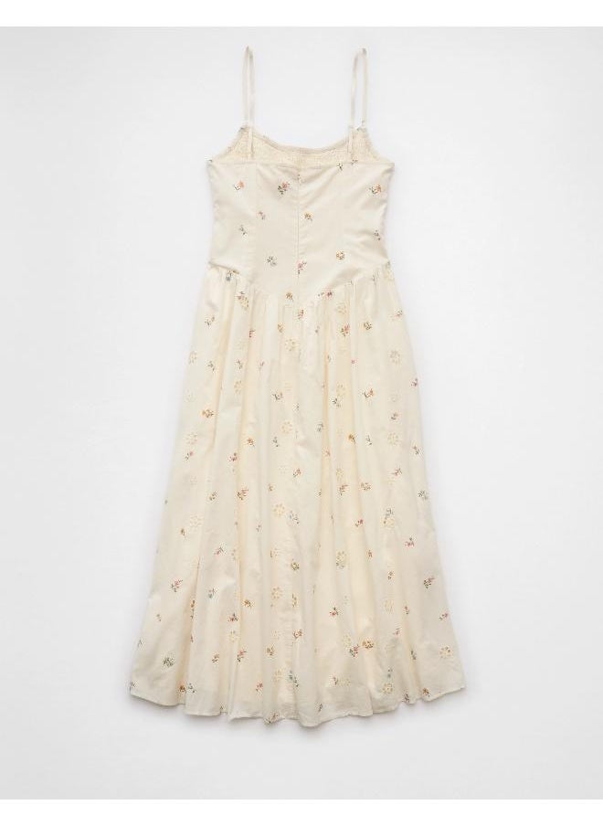 American Eagle - AE Bella Smocked Drop Waist Midi Dress - Image 1