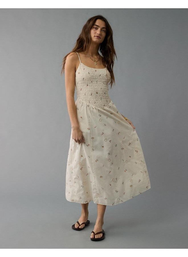 American Eagle - AE Bella Smocked Drop Waist Midi Dress - Image 1