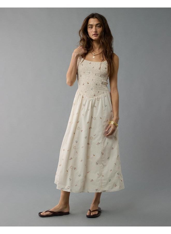 American Eagle - AE Bella Smocked Drop Waist Midi Dress - Image 1