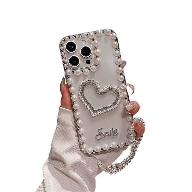 غطاء واقي | نقش قلب | لـ iPhone 13 | شفاف TPU | حافة لؤلؤية - Image 4