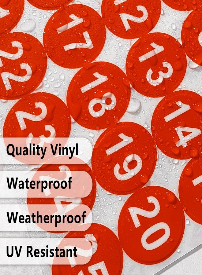 LUHIMO 1-25 Circle Numbered Vinyl Stickers,Anti-Fading Waterproof 1 in Self Adhesive Die Cut Consecutive Number Vinyl Decal,Production and Fitness Equipment Flexible Small 1-10 Number Stickers （Red） - Image 4