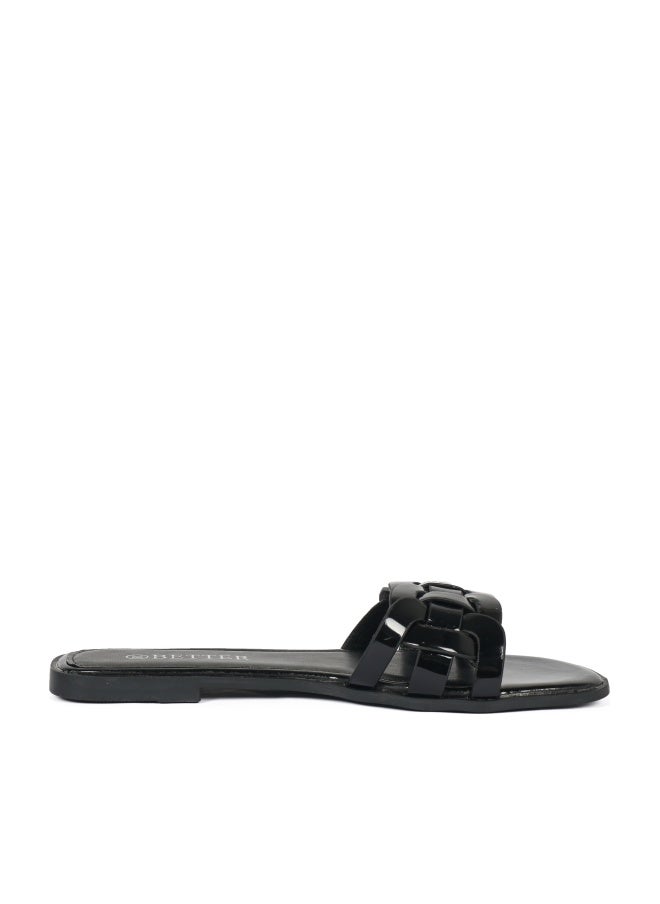 Better Ladies Flat Sandal Black - Image 1