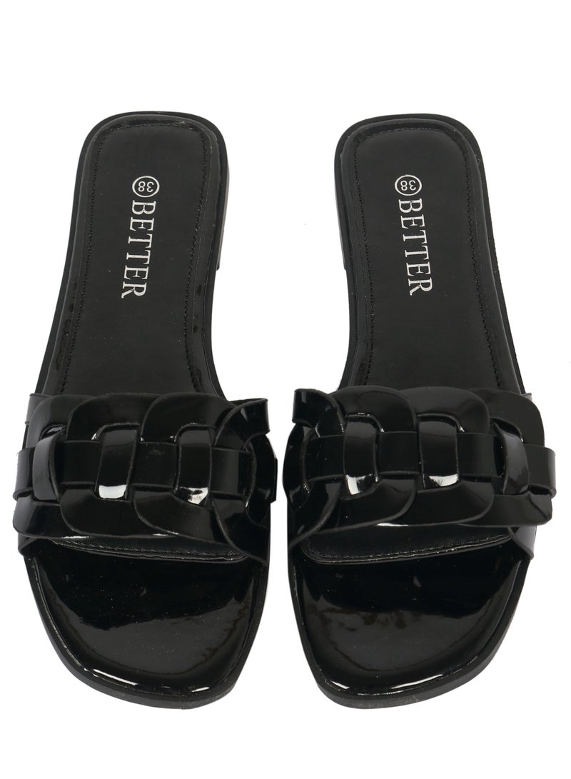 Better Ladies Flat Sandal Black - Image 2