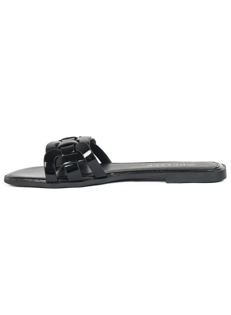 Better Ladies Flat Sandal Black - Image 4