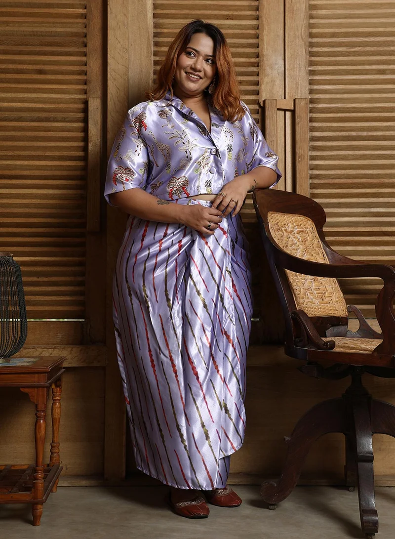 Instafab Plus Women's Lavender Indie Palm Co-Ord Set