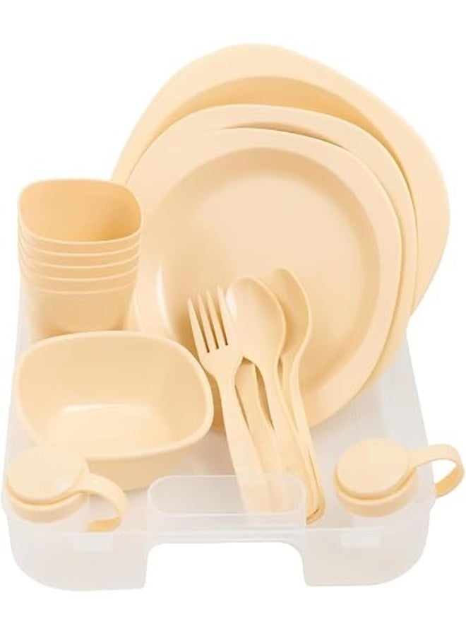 54-Piece Picnic & Travel Dinnerware Set - Reusable Plates, Cups & Cutlery Set with Storage Box for Camping & Outings - Image 3