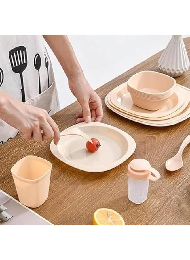 54-Piece Picnic & Travel Dinnerware Set - Reusable Plates, Cups & Cutlery Set with Storage Box for Camping & Outings - Image 4
