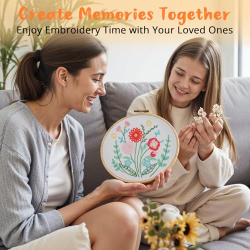 HTVRONT Bead Embroidery Kit for Beginners 3 Sets Bling Bling Bead Embroidery Kit with Step by Step Stitch Video & Instructions, Three-Dimensional Starter Embroidery Set with 19 Stitches for Gift - Image 5