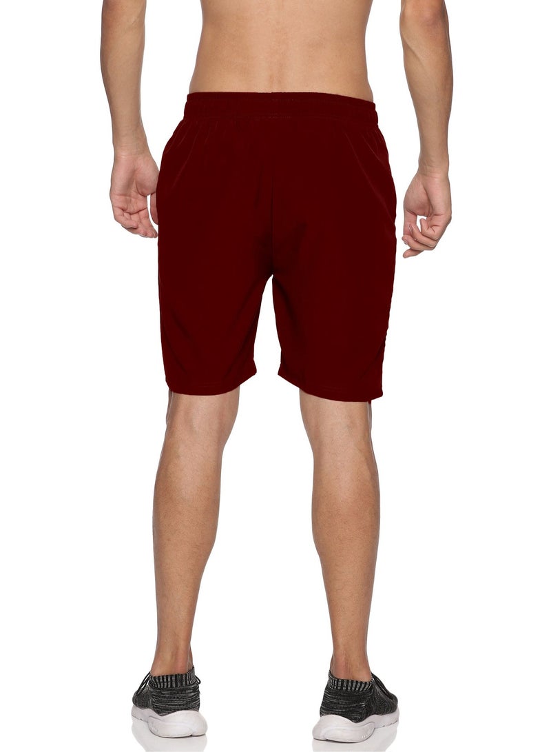 RSO Outfits Men's Polyester Solid Sports Casual Shorts -Maroon - Image 3