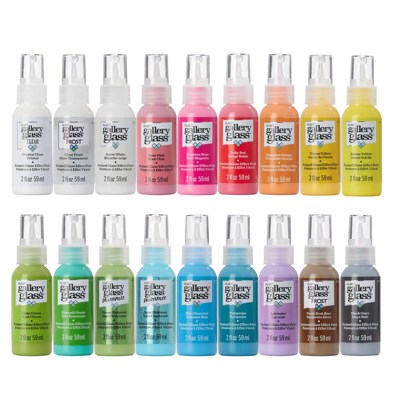 Gallery Glass Window Acrylic Craft Paint Set Formulated to be Non-Toxic, Perfect for Beginners and Artists, Eighteen Bottles, 2 Ounce, Assorted Colors 2, 2 Fl Oz (Pack of 18) - Image 1