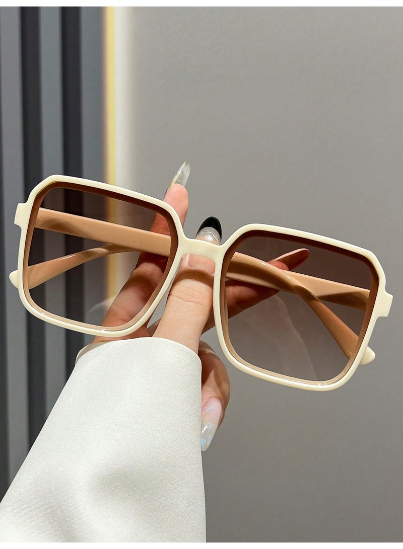 3 قطع نظارات شمسية نسائية مربعة بإطار عريض – تصميم عصري بعدسات متدرجة بألوان متعددة - Image 5