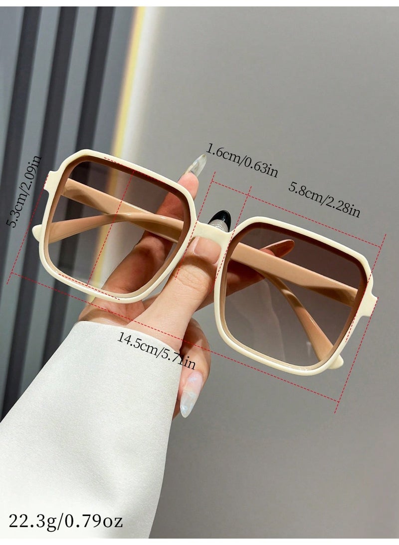 3 قطع نظارات شمسية نسائية مربعة بإطار عريض – تصميم عصري بعدسات متدرجة بألوان متعددة - Image 2