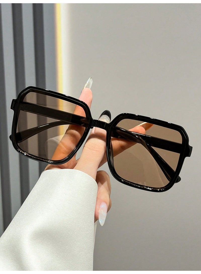 3 قطع نظارات شمسية نسائية مربعة بإطار عريض – تصميم عصري بعدسات متدرجة بألوان متعددة - Image 3